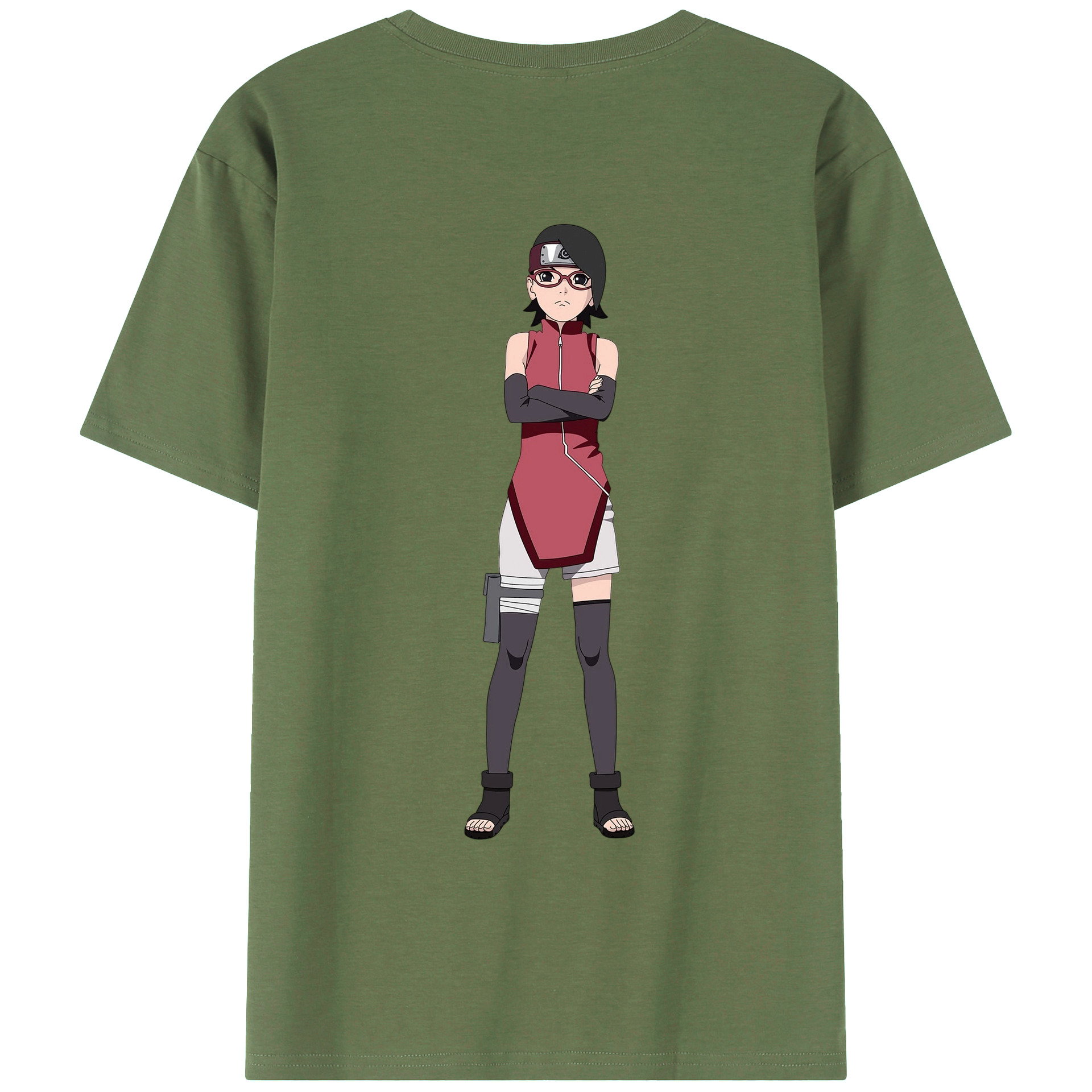 （画像用） NARUTO -ナルト- うちは サラダ Uchiha Sarada 綿100％ メンズ半袖Tシャツ（バックプリント） 通気性